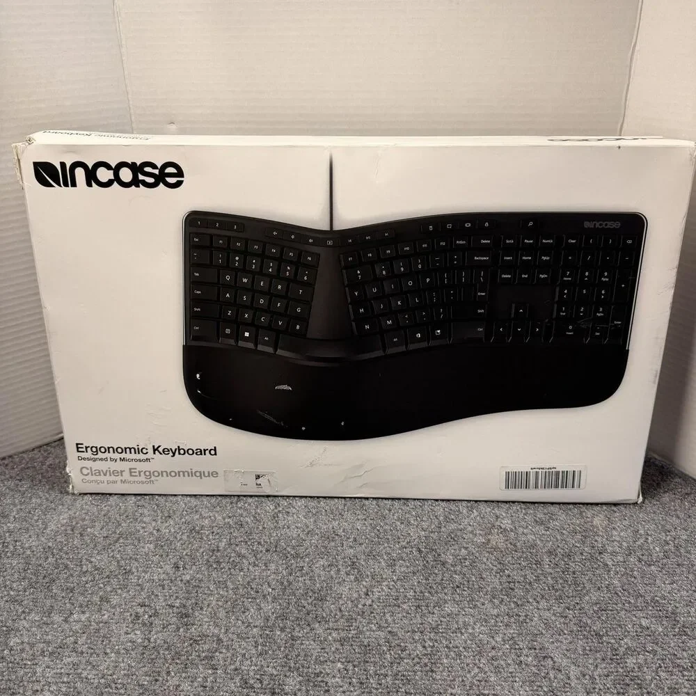 Incase Ergonomic Wired Keyboard Split Layout Black Cushioned Palm Rest USB